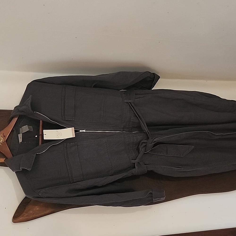 Calia Cotton/Twill Jumpsuit. Carbon Grey. size M
